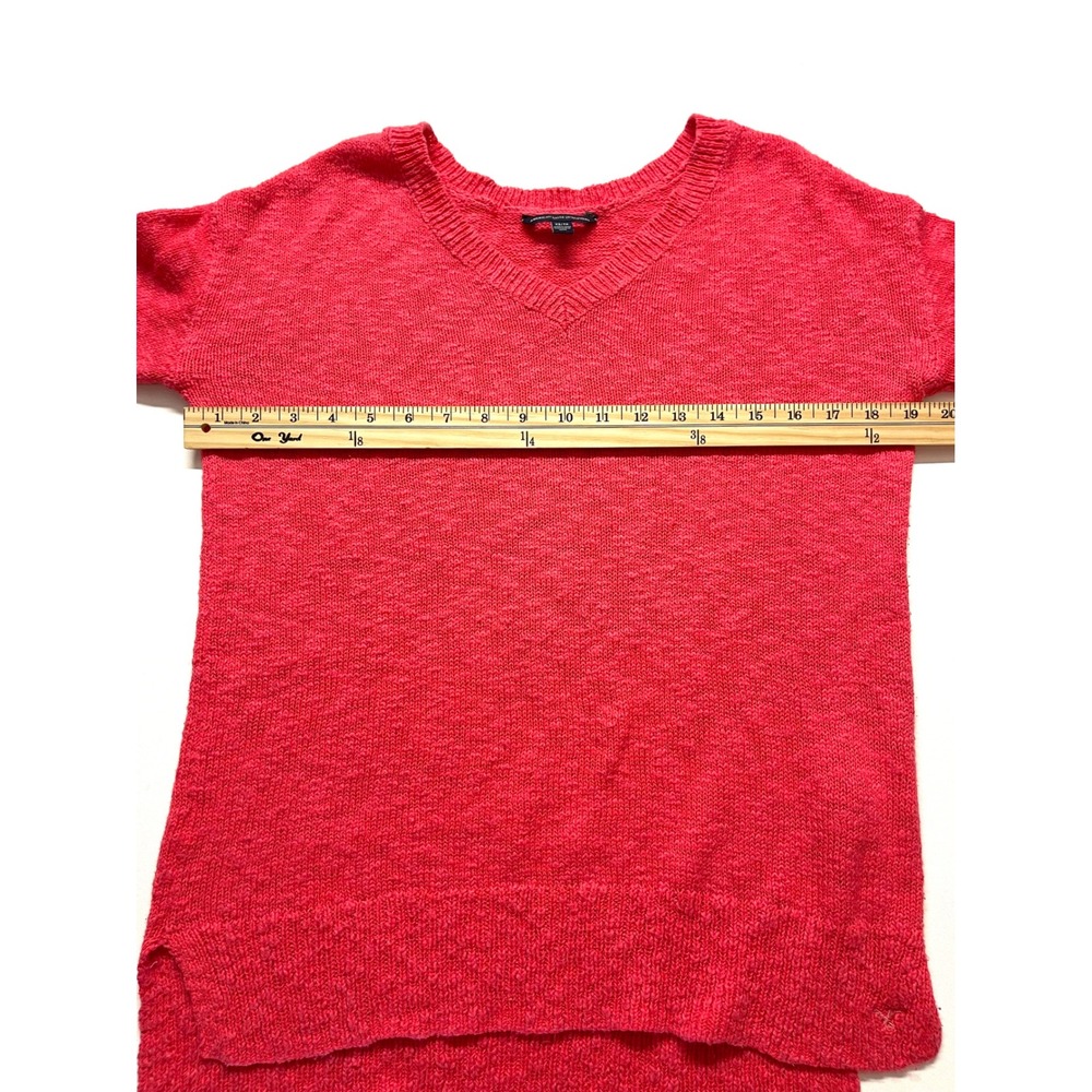 American Eagle Outfitters Womens XS Pink V-Neck Knit Sweater High Low AEO 0303 - Picture 5 of 9
